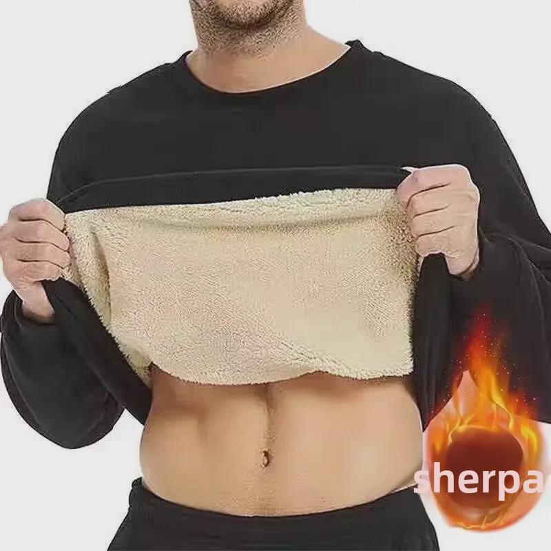 Мужская зимняя толстовка из овечьего флиса: Свободный крой, плюс бархат, плотный и теплый спортивный топ