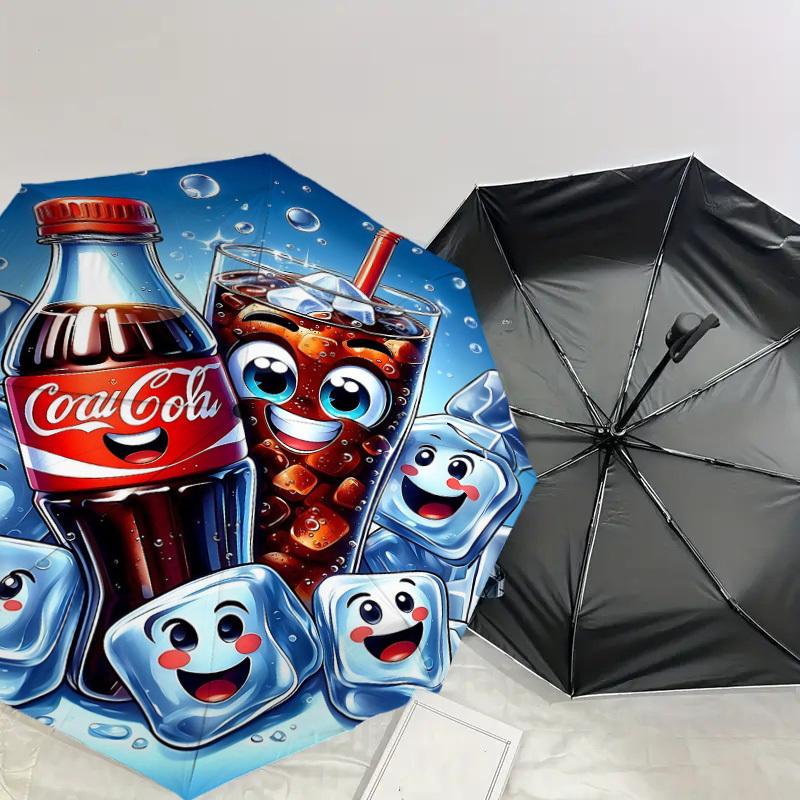 1 шт. Зонт Coca-Cola с кубиками льда, автоматический, с защитой от ветра, 8 спиц, прочный купол, долговечные спицы, модный дизайн, аксессуар для улицы, забавный Pr