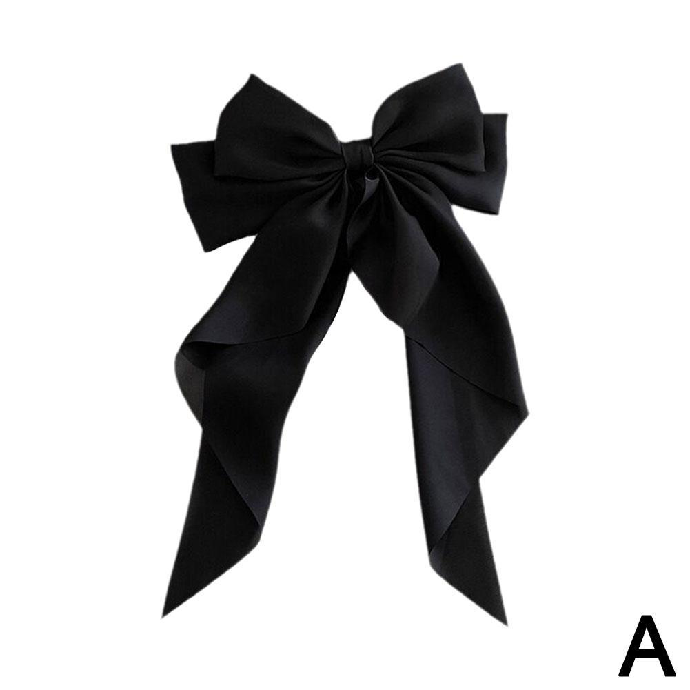 Женская заколка для волос с большим бантом и лентой, летние шифоновые заколки с большим бантом, женские однотонные заколки с хвостиком I7Q9