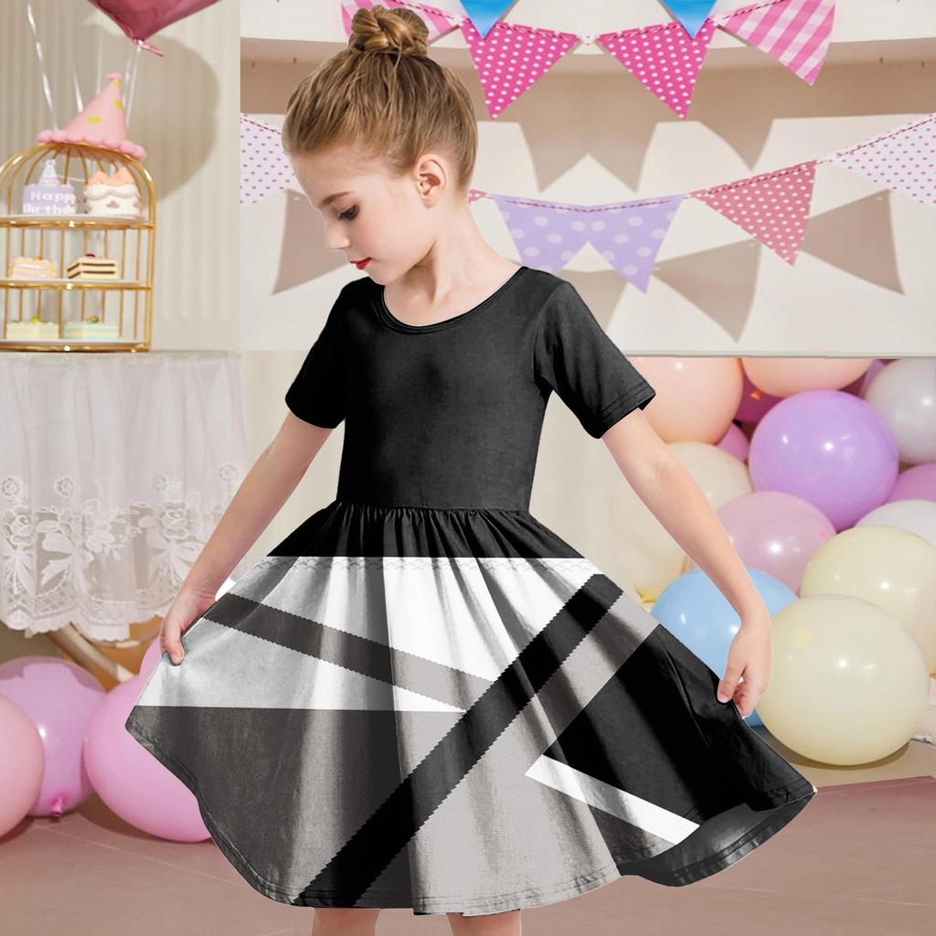 Летнее платье для девочек, платье для малышей, однотонное повседневное платье-футболка с коротким рукавом А-силуэта