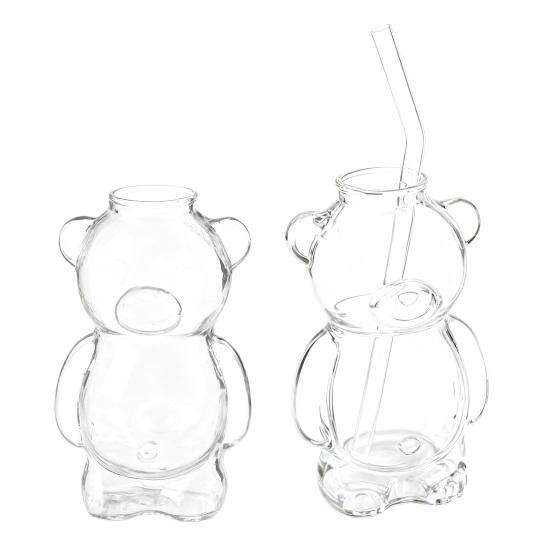 Yousheng 320ml Water Cup Bear Shape Glass Mug Heat-Resistant High Borosilicate Glass Coffee Tea Juice Drinking Bottle