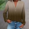 Женская модная и повседневная рубашка с длинным рукавом, V-образным вырезом, на пуговицах, с принтом, блузка, топ