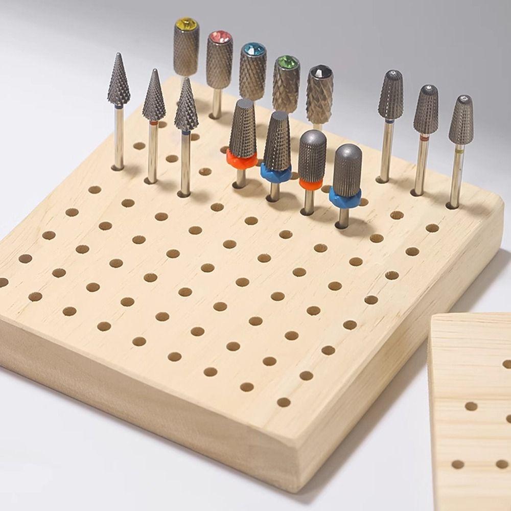 2Pcs Save Space Wooden Polishing Head Storage Board Nail Tools Storage Stand Pedicure File Cutter
