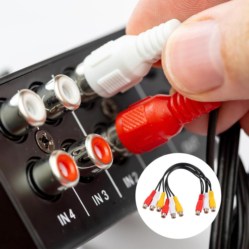 Uxcell AV Аудио-видео разветвитель 3RCA гнездо на 6RCA гнездо 25 см, композитный видеоразветвитель, выходной кабель, 2 шт. Кабель, штекер,