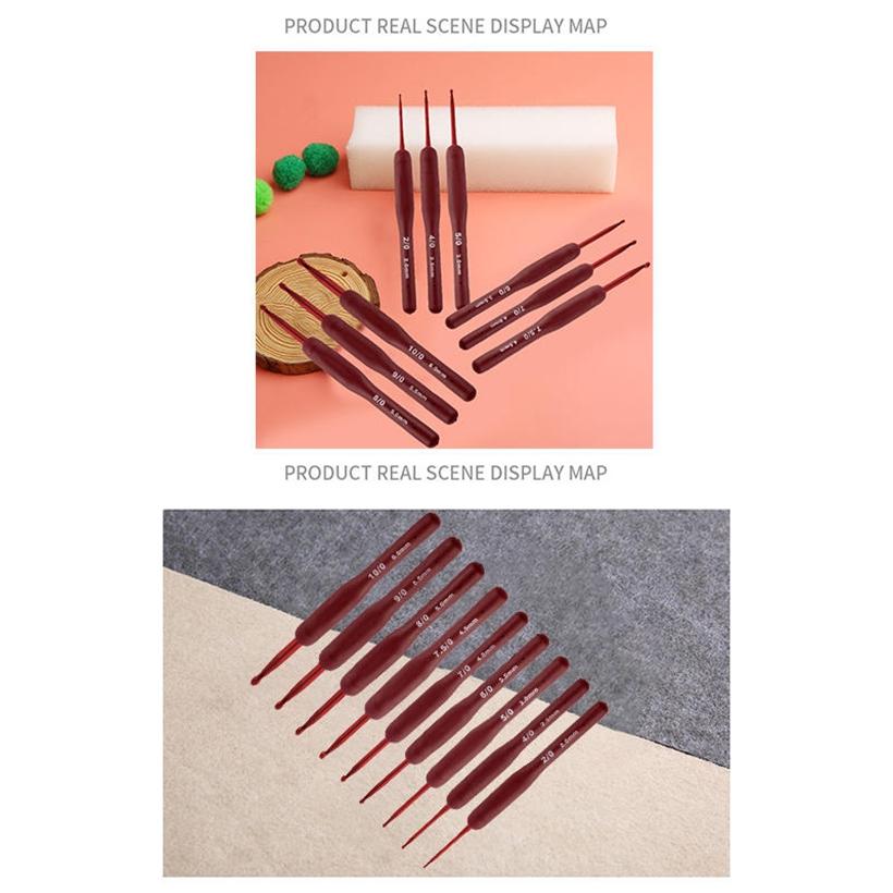 9 шт./набор Красные крючки для вязания Игла Силиконовая ручка Алюминиевый набор крючков для вязания Иглы Вязание свитера своими руками Инструмент для шитья