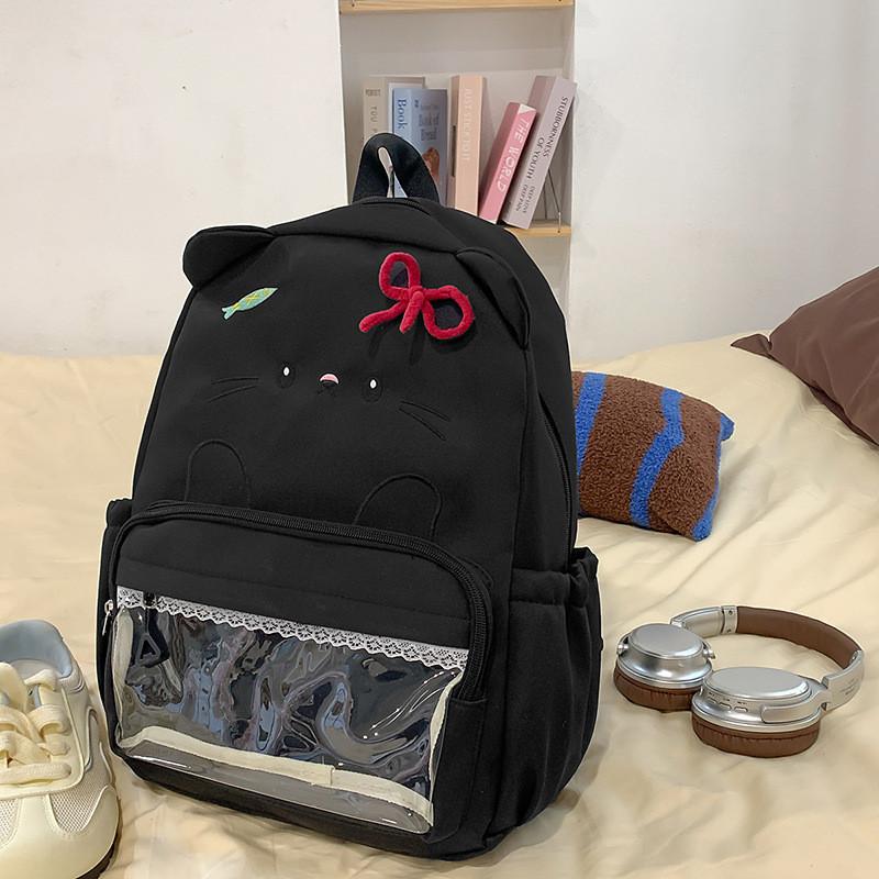 Bow Cute Cartoon Backpack For Teens With Nylon Material For Daily Use
