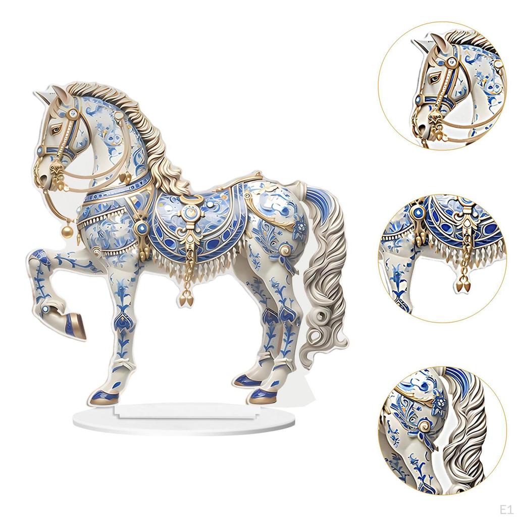 Акриловая фигурка в форме лошади 2D, декоративная фигурка для стола с основанием, скульптура, статуэтка для