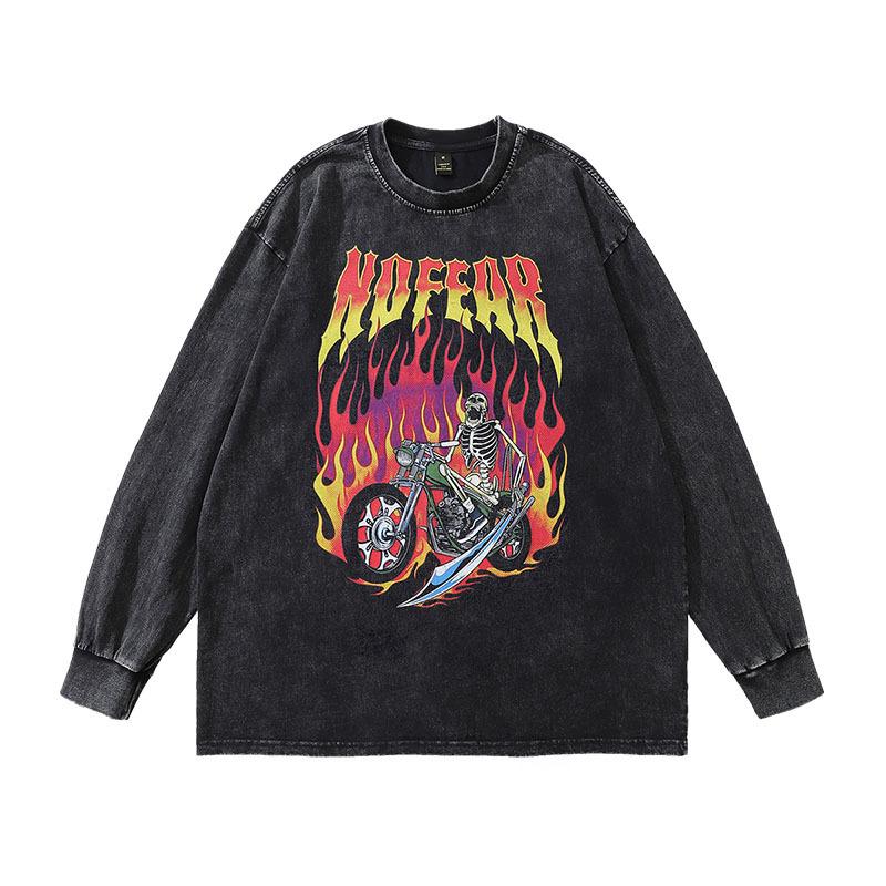 American Trendy Brand Punk Cartoon Print Spice Girl Long-Sleeved T-Shirt Men And Women Oversized High Street Tee