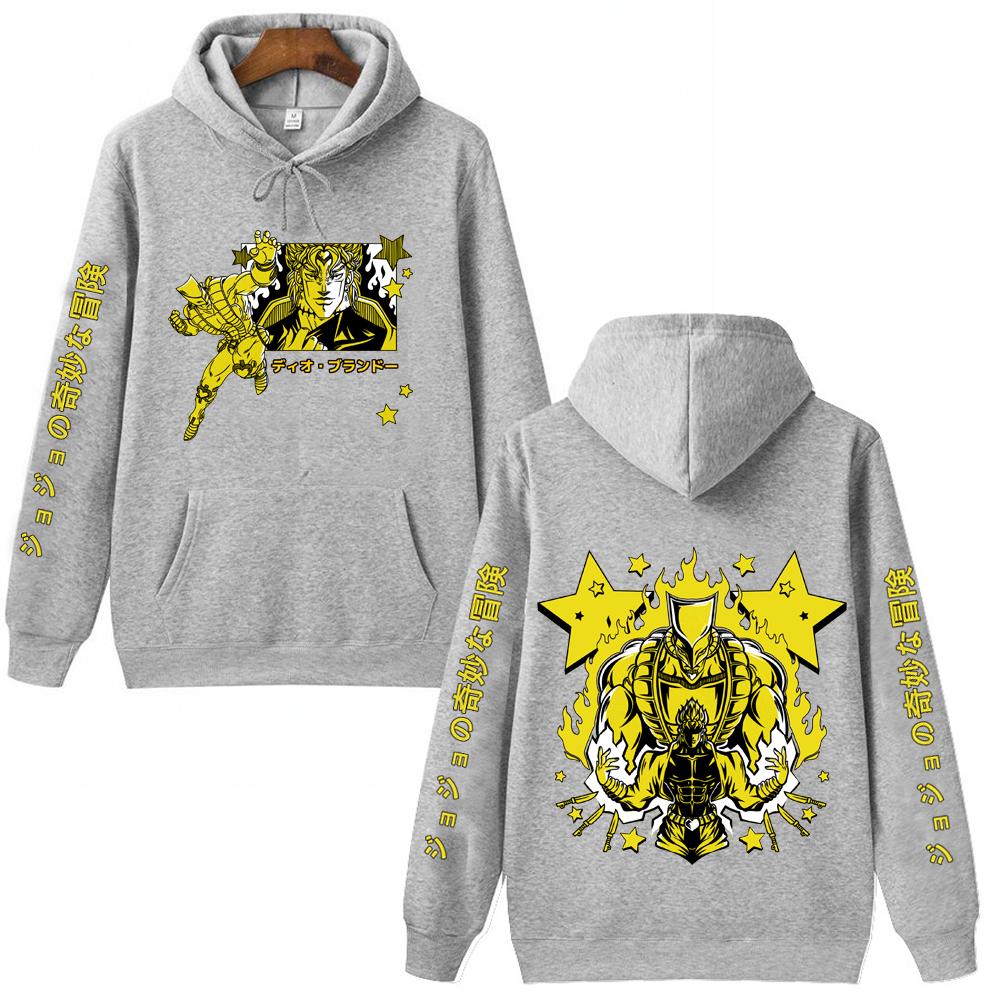 Harajuku Anime JoJo's Bizarre Adventure Dio Funny Graphic Printed Hooded Men Women Manga Hoodies Casual Sweatshirt Male Pullover