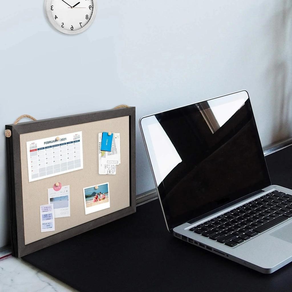 Sfugno Wood Bulletin Boards, 2-Pack Linen Wall Bulletin Board, Decorative Hanging Pin Board, 16"x11"Frame Cork Board Light Bulletin Boards