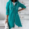 Autumn Winter Women's Solid Hooded Coat Mid Length Loose Zipper Female Windbreaker Jacket New Outdoor Cardigan Outwear