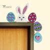Украшение на уголок двери в виде пасхального кролика, деревенский деревенский цветной кроличий глаз, яйцо, морковь, кроличьи уши, дверная рама, знак, украшение на край передней двери