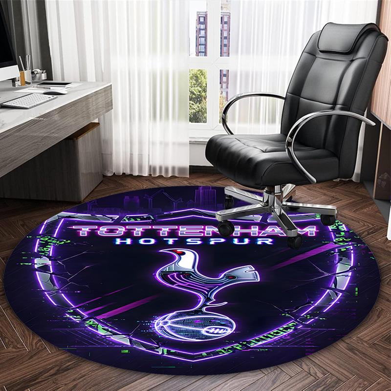 1pc T-Tottenham Hotspur Carpet, Round Rug, Comfortable, Suitable for Entryways, Living Rooms, Office, And Bedrooms, Christmas Decoration