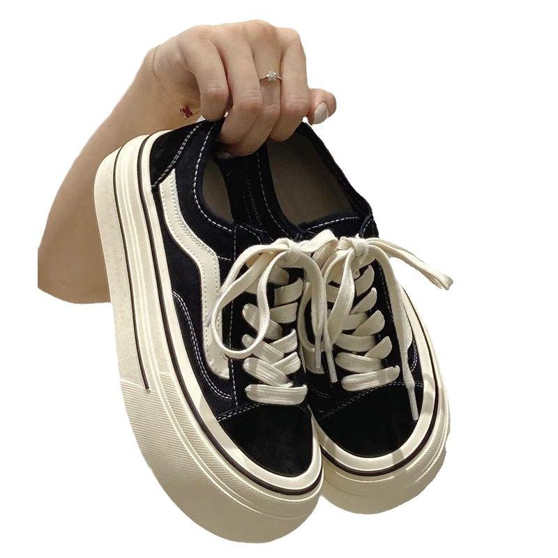 Niche Casual Board Shoes Летние новые маленькие белые туфли Уродливые милые туфли с большой головой Универсальные классические туфли на платформе из парусины для женщин