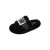 Woman Faux Wool Insole Flat Slippers Round Head Open Toe Slingback Indoor Slipper 2024 Women Winter Female Plush Fur Slippers