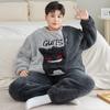 Boys Plus Size Coral Fleece Pajama Set Warm Winter Sleepwear Kids Ages 8 With Cartoon Animal Print