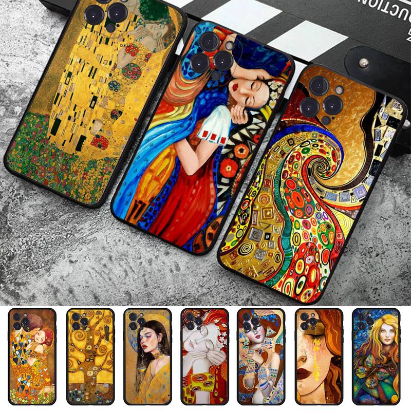Мягкий силиконовый чехол для телефона Klimt Kiss для iphone 14 13 12 11 Pro Mini XS MAX 8 7 6 Plus X 2020 XR Shell
