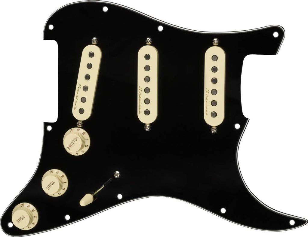 Fender Guitar Parts Strat Vintage Noiseless Black 11 Hole PG Pre-Wired Pickguard, SSS,