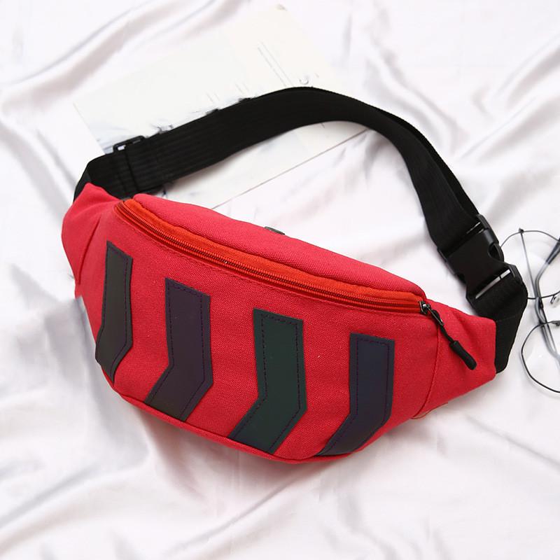 Холщовые поясные сумки унисекс со стрелкой и отражением, парусиновая повседневная сумка через плечо для пары с отверстием для наушников, дорожная поясная сумка для бега