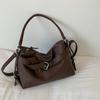 Large Capacity Motorcycle Shoulder Bag Soft Underarm Bag Leather Tote Bag  Casual Commuting