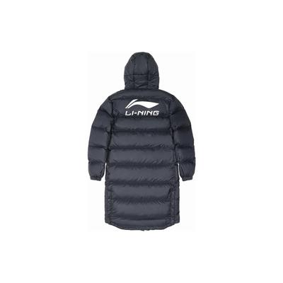 Li Ning однотонный капюшон с застежкой-молнией и логотипом, толстый пуховик средней длины, мужская верхняя одежда, черный цвет AYMS197-1