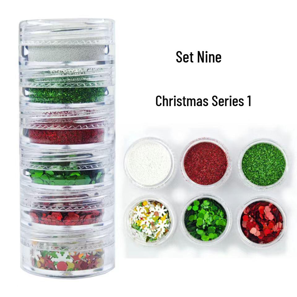 6-Piece Autumn & Winter Maple Leaf Glitter Nail Art Set