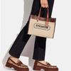 Coach Field 30 Classic Large Capacity Logo Print Canvas And Leather Tote Bag Women Tote Bags C8459-B4TXJ