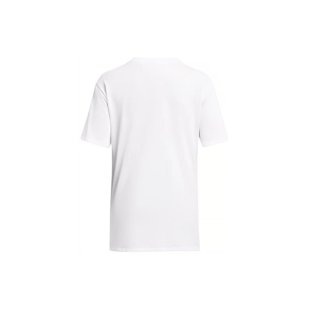 Under Armour Casual Loose High Weight Embroidered Logo Round Neck Pullover Short Sleeve T-Shirt Women Tops White 1383045-100
