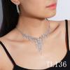 Luxury Diamond Necklace Earrings Set Party Wedding Dress Dinner Accessories Sexy Rhinestone Necklace Earrings Chain for Girls