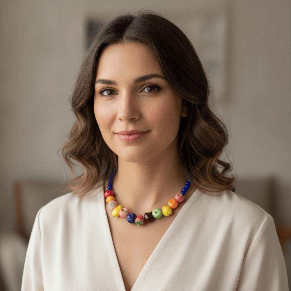 Colorful Beads Beads Fruit Necklace Stackable Bohemian Collarbone Chain Fun Fruits Choker Girls