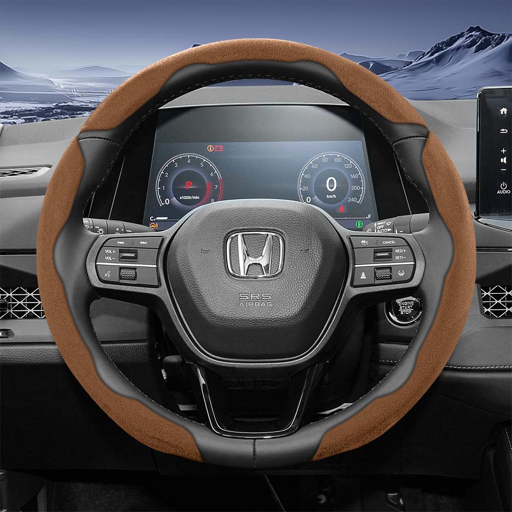 Подходит для Honda Спортивная крышка рулевого колеса из замши с раздельной защелкой для Cr-V Civic Hr-V Zr-V Vezel City Amaze Fit Jazz Accord