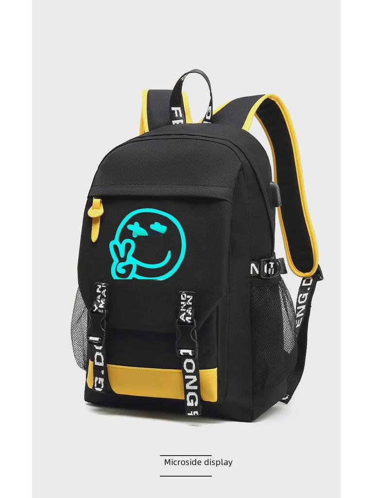 Мужской рюкзак из ткани Оксфорд: Модный светящийся школьный ранец, вдохновленный корейским аниме Харадзюку, для учеников младших классов