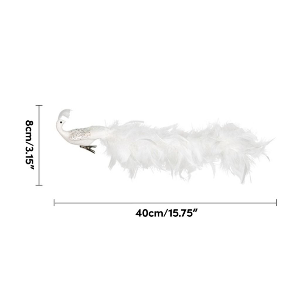 Realistic Christmas Simulation Peacocks Cartoon Not Fade Christmas Feathered Birds Hangable White Christmas Tree Decoration