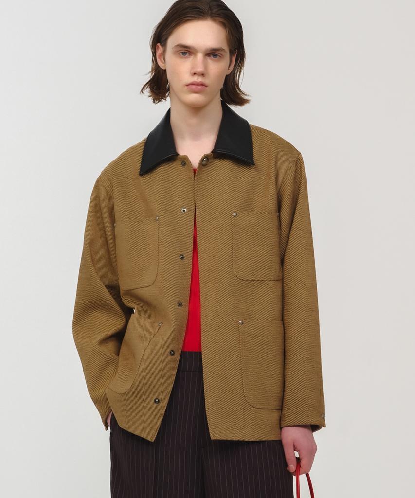 MUNSEONAKAIBEU Unisex, Studed Work Jacket / Dark Beige