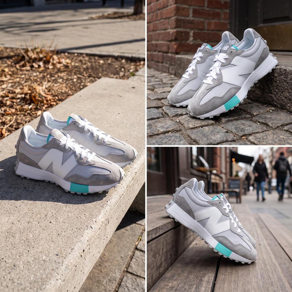Niko x New Balance 327 Серо-голубые унисекс кроссовки Светло-голубые MS327RJ1