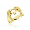 Huitan Double Hand Heart Love Couple Rings Модные регулируемые кольца для женщин/мужчин, дизайн обнимающих рук, модные ювелирные изделия
