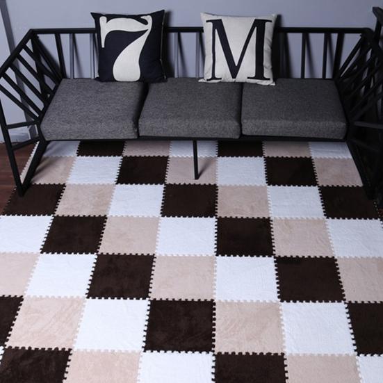 Плюшевый ковер-пазл, блокирующийся напольный коврик, самодельная нескользящая ковровая плитка, детский игровой коврик для гостиных, спален, игровых комнат, детских комнат