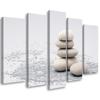 Five Piece Picture Canvas Print Beige Zen Stones