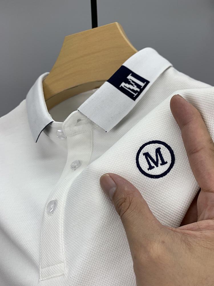 Мужская рубашка поло с коротким рукавом: Летняя повседневная легкая роскошь с вышитым лацканом для модных пап