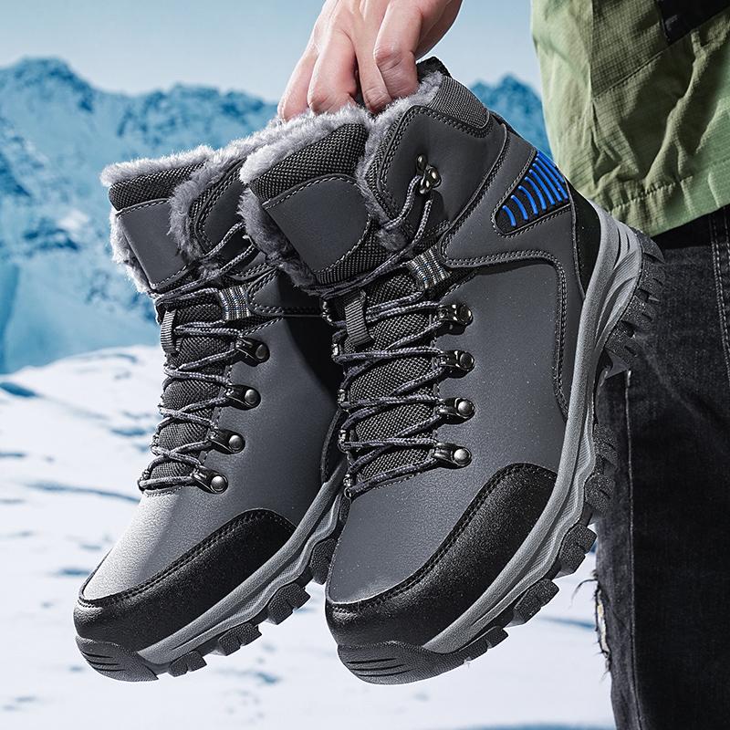 Men Winter Snow Boots Fashion Waterproof Sneakers Super Warm Brand Boots Outdoor Male Plush Hiking Boots Work Shoes Size 39-48