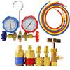 AC Manifold Gauge Set for R134a R410A R22 3 Way Antishock Gauges Hoses Couplers Adapter Puncturing Can Tap Freon Recharge Kit
