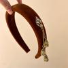 Retro Ethnic Style Hair Hoop Velvet Pendant Hair Clip Head Wear Tassel Bell Hair Band  Headwear