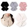 Winter Soft Pearl Cross Neck Warmer Faux Fur Collar Plush Scarf Warm Shawl