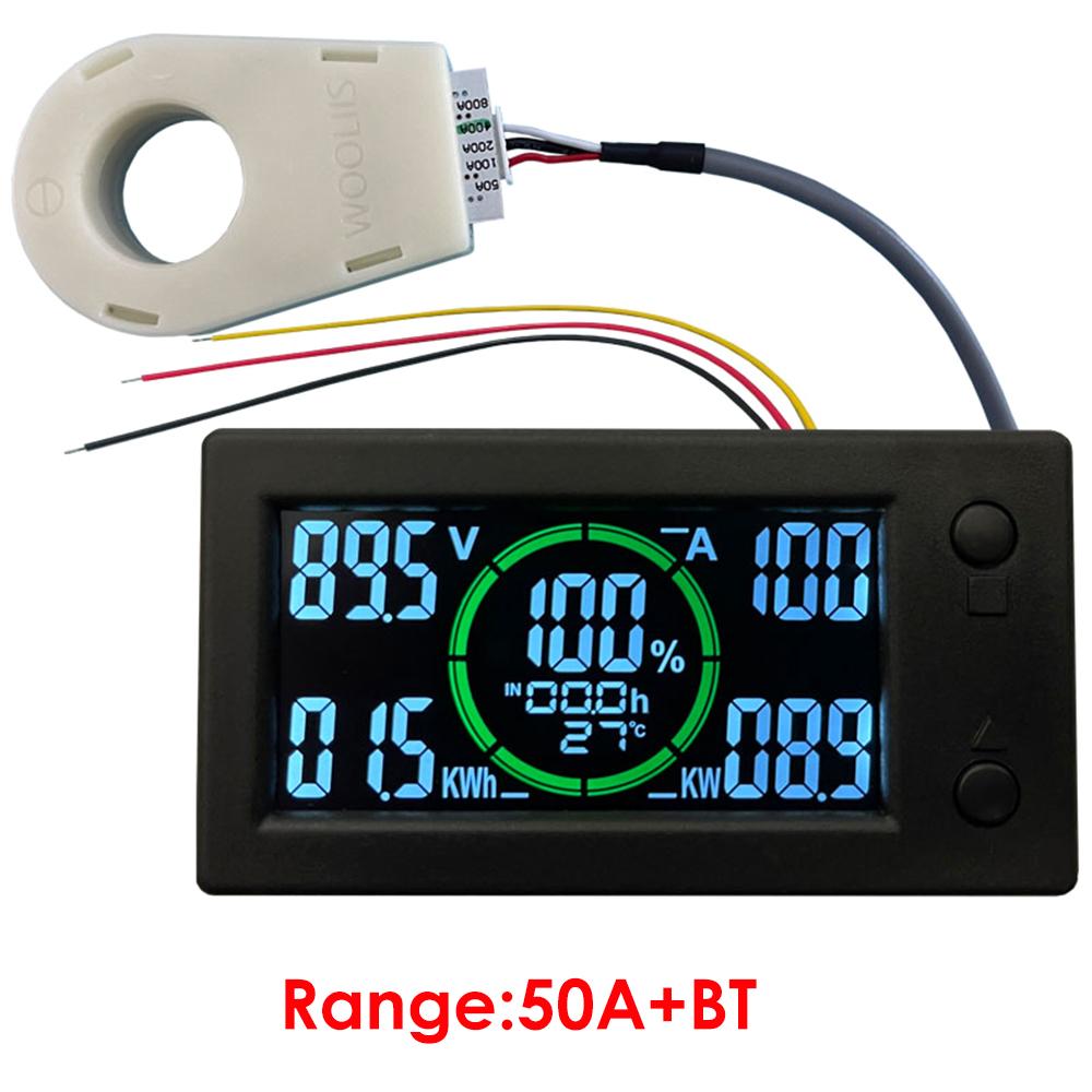 50A 100A 200A 400A STN LCD Hall Coulomb Meter Counter Voltage Current Capacity Power Indicator Display Battery Monitor For Car