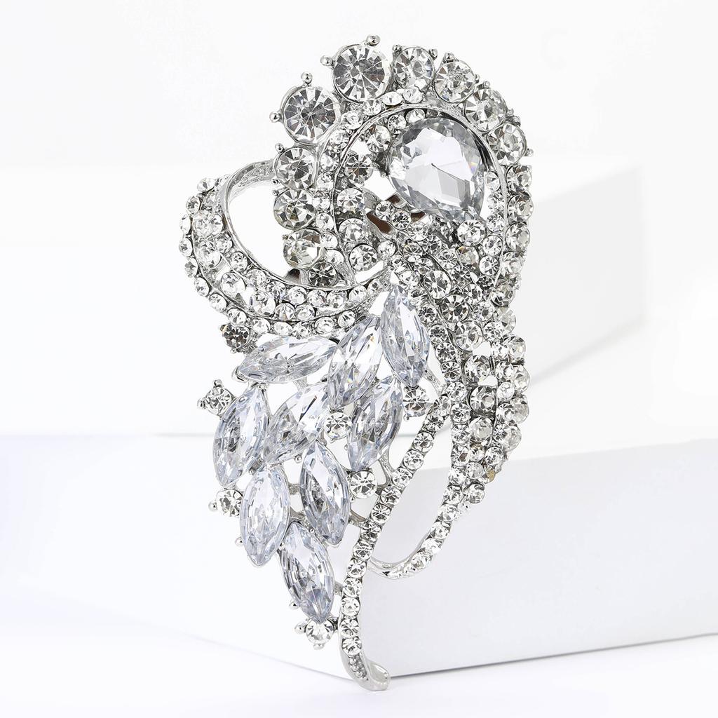 Vintage Style Flowers Cluster Brooch Pin Rhinestone Crystal Woman Corsage Party Gift Jewelry Accessories