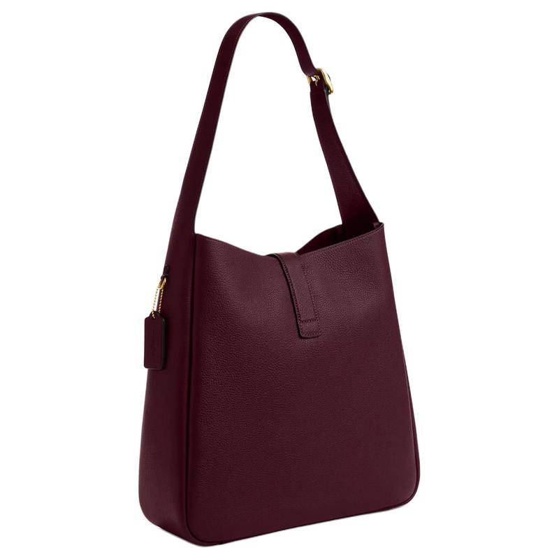 Coach Женская сумка через плечо Hadley 35 из коровьей кожи с логотипом, большая, сливово-красная