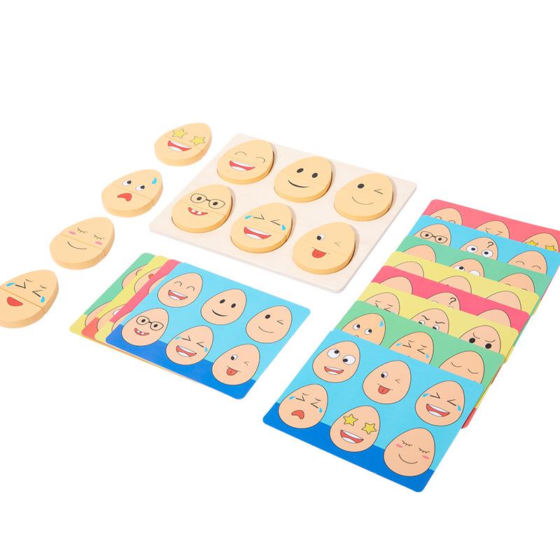 Wooden Children'S Early Education Fun Expression Egg Matching Game Children'S Concentration Training Interactive Educational Toys
