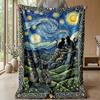 Night Cats in Moonlight Theme blanket Lightweight Warm Flannel Blanket Decorative Throw Blanket for Home Decoration