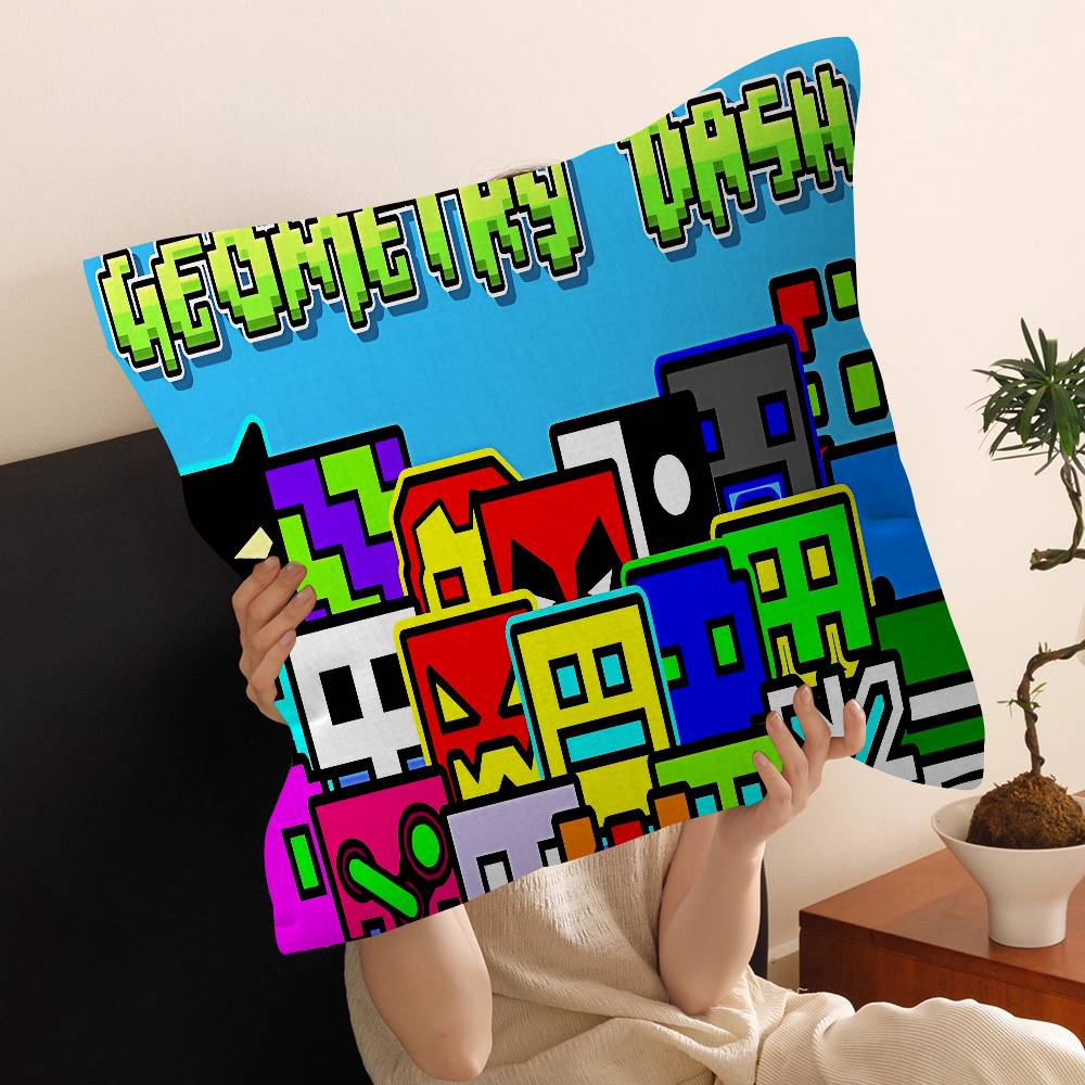 Мультяшная наволочка для подушки Geometry Dash, чехол для диванной подушки, украшение для дома, подарок ребенку