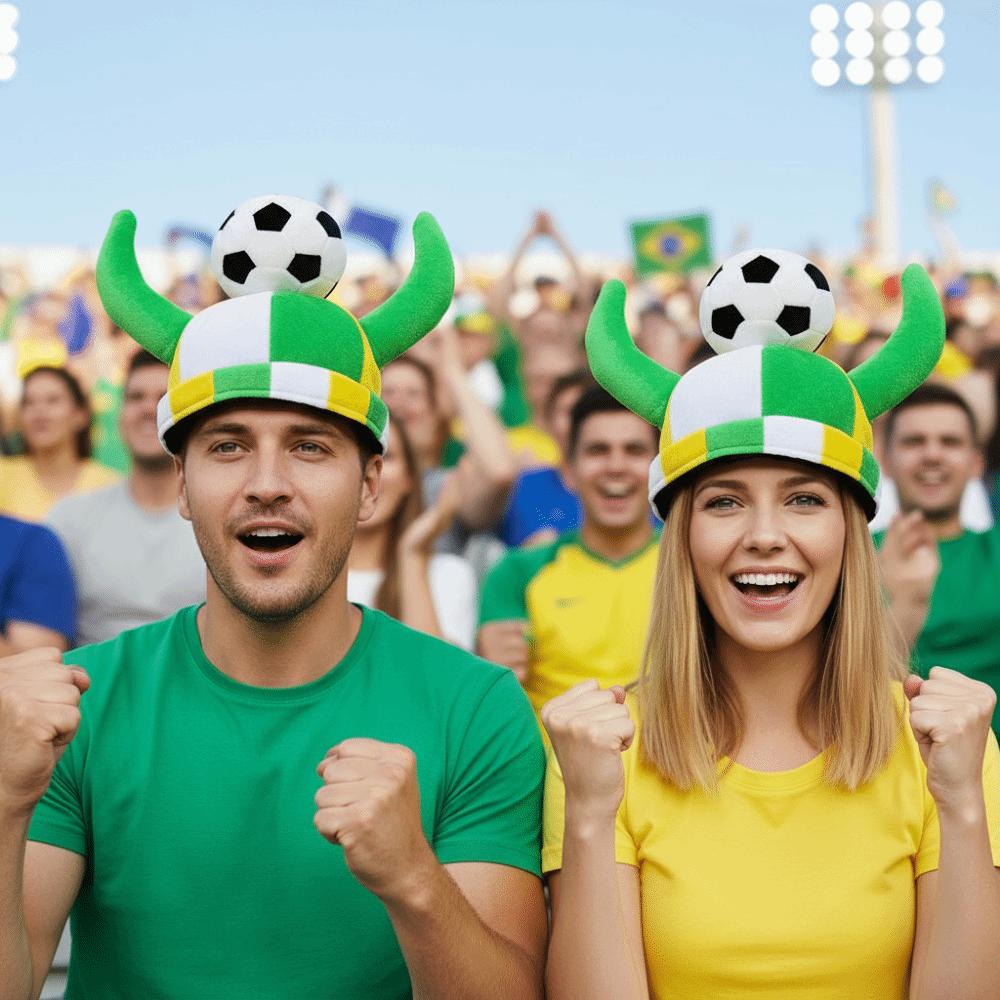 Soft Plush Material Soccer Fan Horn Hat Carnival Party Headwear Soccer Enthusiasts